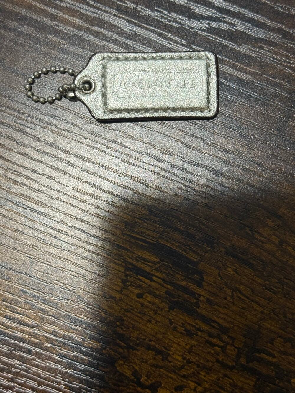 Coach Metallic Silver Leather Hangtag Keychain Fob Replacement Frame Logo